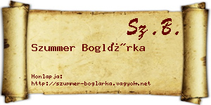 Szummer Boglárka névjegykártya